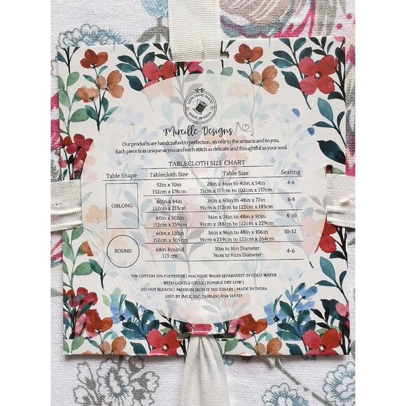 NWT Summer Love Tablecloth Blue Pink 60" x 84" 70% Cotton Mireille Designs - Picture 7 of 10